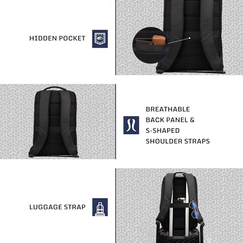 Image of F Gear Kingsley 24L Premium Black Tech Laptop Backpack with Type-C Charging Port|2 Compartments, 1 Front Pockets & 1 Hidden Pocket|Fits 17-inch Laptop|Executive & Travel Bag|Men & Women