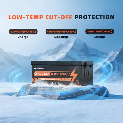 Image of 24V 200Ah LiFePO4 Lithium Battery, 5120Wh Deep Cycle Battery with Low Temperature Protection, IP65 Waterproof, Built-in 200A BMS, Expandable 2S4P for Trolling Motor, Solar, RV, Camper, Off-Grid
