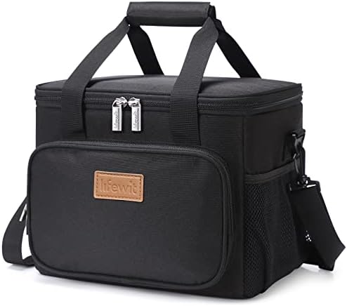 Lifewit Large Lunch Bag Insulated Lunch Box Soft Cooler Cooling Tote for Adult Men Women, Black 12-Can (8.5L)