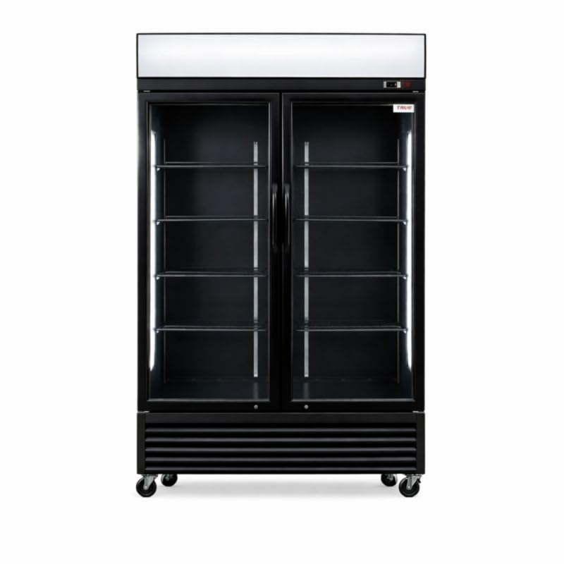 Armario para bebidas genérico 2 puertas acristaladas - 880L - Temperatura 2-8°C - Iluminación LED - Doble acristalamiento - Ruedas - Cierre automático - Canopy Luminoso Publicitario - Negro - 230V
