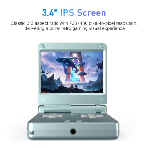 Image of RG SP Retro Handheld Game Console , RGSP Flip Portable Game Console 3.4 Inch IPS Screen H700 Linux 64-bit System Support WiFi Bluetooth 16G SD Card 30+ Game Emulators No Game Preloaded(Pearl Blue)