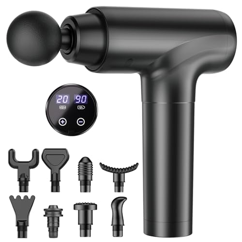 Massage Gun Deep Tissue, Super Quiet, 20 Speeds Cordless Handheld Neck Back & Muscle Massager Gun, 9 Massage Heads, Gifts for Men Women, Best Gift