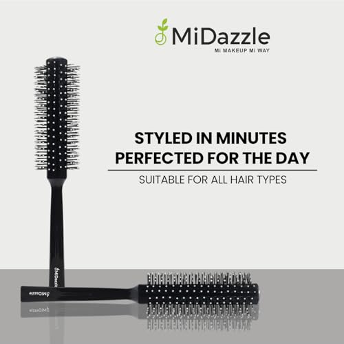 Image of Midazzle Roller Hair Brush For Men | Perfect Tool for Efficient Blow Drying, Adding Curls, Waves & Volume|Smoothening & Volumizing comb | Men Accessorie | For All Hair Types (MIHB0042)