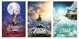 The Legend Of Zelda - Gaming Poster Set (Breath Of The Wild, Tears Of The Kingdom & Majora's Mask - 3 Game Covers) (Size: 24' x 36' each) (Unframed Posters)