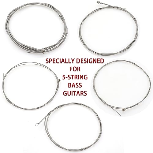 image for CashBeat Stainless Steel 5 String Bass Guitar Strings, Electric Bass 5