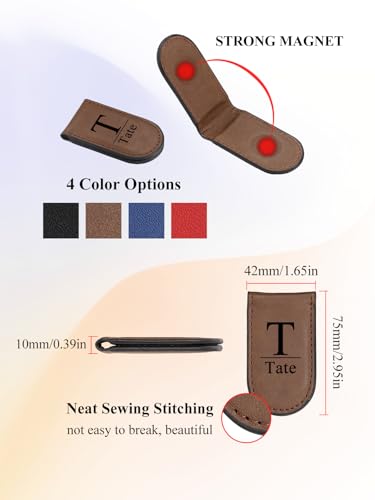 Personalized Master Custom Magnetic Leather Bookmark Personalized Magnet Page Book Markers, Cute Bookmark Meaningful Gift for Book Lover Readers Men Women Teachers Students (Red)