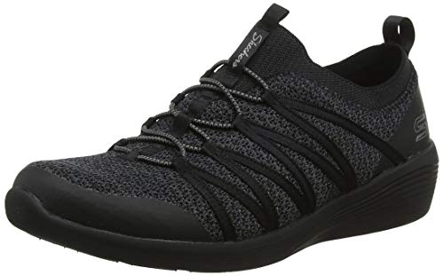 Skechers Arya, Scarpe da Ginnastica da Infilare Donna, Nero Navy Heather Mesh Durabuck Hot Melt White Trim Bbk, 39 EU