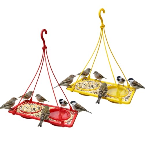 WELLWINGS 2-in-1 Dana Pani Bird Feeder Tray for Balcony - Hanging Bird Feeding Station with Water Bowl and Seed Tray Hanging Bird Bath for Sparrow,Wild Birds (Pack of 2)