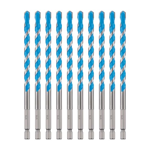 Image of toolant 5 /16 inch Concrete Drill Bit Set & Masonry Drill Bit Set, Shockproof Hex Shank Hammer Drill Bit Set for Glass /Brick /Plastic /Cement /Tile, Industrial Strength Carbide Drill Bit Tip 1 /4 inch Box of 10