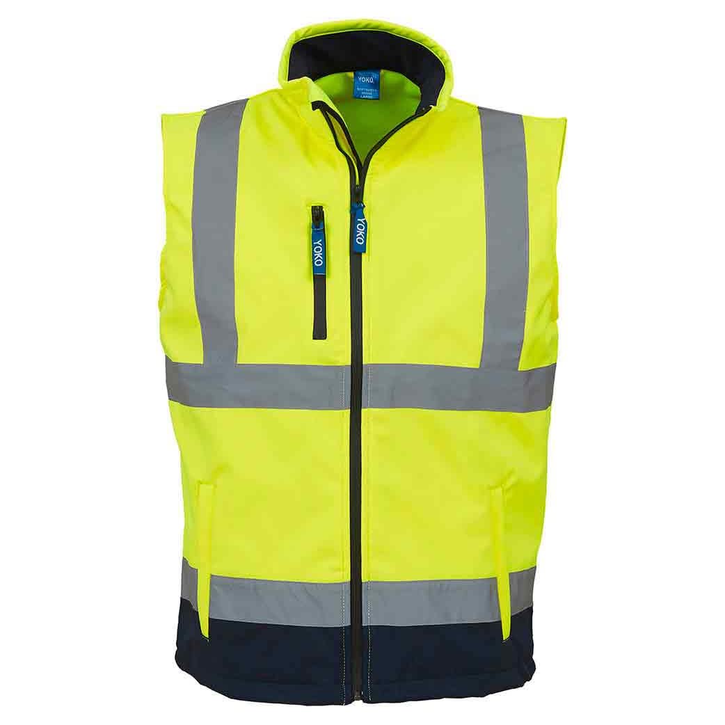 Yoko Mens Hi Vis Softshell Bodywarmer/Workwear (L) (Hi-Vis Yellow/Navy)