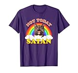 Not Today Satan Funny Rainbow Cat Meme T-Shirt