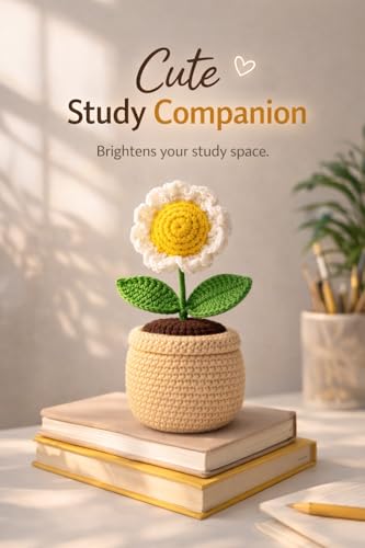 Image of Handmade Crochet Sunflower Pot - Eco-Friendly Knitted Flower Plant, Perfect Decorative Piece for Home, Office Table & Gifting Purpose (Red)