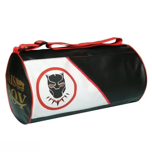 Gym Duffle Bag Durable Ziper Black and White with Red Trim-image-45