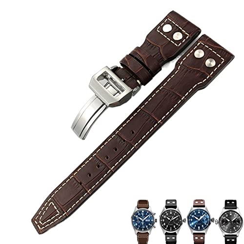 Bracelet en cuir marron 22mm pour IWC Portofino, style élégant quotidien
