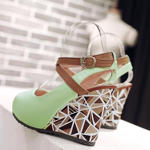 Gicoiz Women Wedge High Heel Peep Toe Platform Pumps3