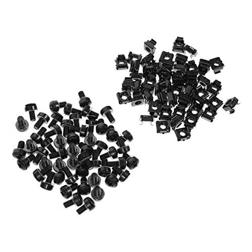 PRETYZOOM 50Sets Cage Nuts and Screws for Server Racks Cage Nut Fasteners with Screws Finish for Mounting and Hardware Applications
