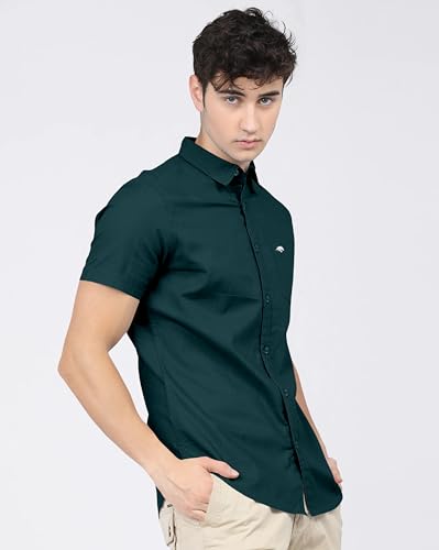 Image of BRUCEWANE Men's 100% Cotton Half Sleeve Shirt