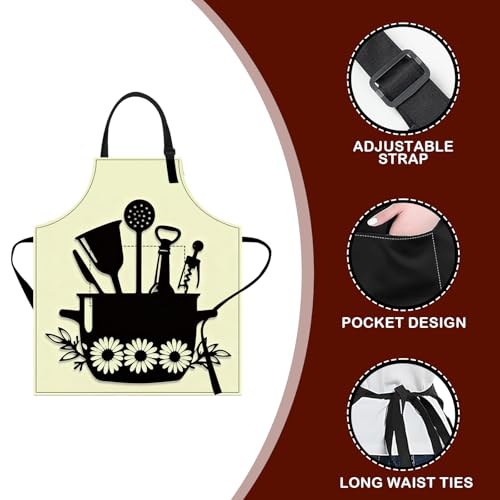 Image of Nuxovilar Cute Cooking Kitchen Apron, 26.77 * 30.7 Inches, Essential for Kitchen Cooking, Baking, Festive Gatherings