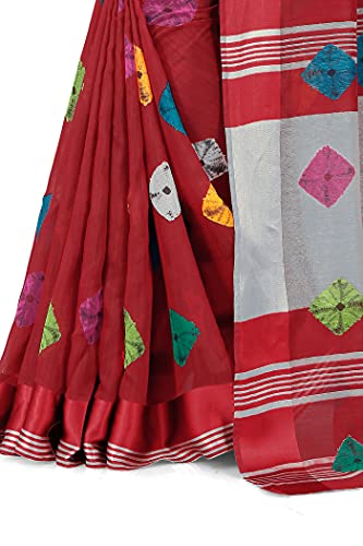 Image of MIRCHI FASHION Cotton Blend Bandhani Printed Saree for Women's with Satin Woven Border and Blouse Piece