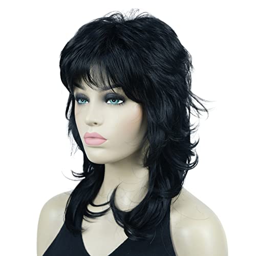 Lydell Long Soft Shaggy Layered Black Wig Classic Cap Full Synthetic Wigs #TOP2