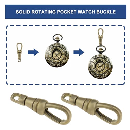 Conector giratorio para reloj de bolsillo con mosquetón de latón resistente para carteras 2