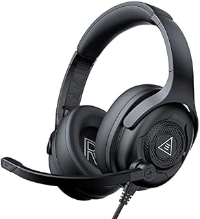 EKSA E4 AirComfy Headsets with Microphone Noise Cancelling, Over-Ear PC Headphones, Crystal Clear Surround Sound 263g Ultra Lightweight 3.5mm Wired Computer Headset for Laptop/PS4/PS5/Xbox/Switch