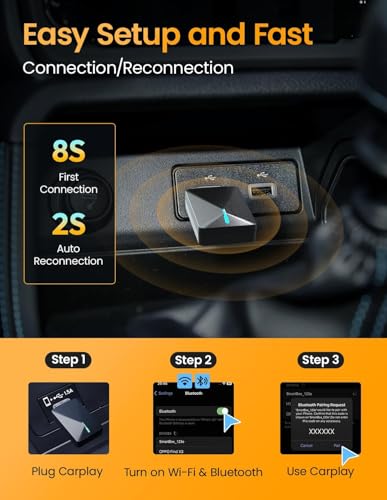 Image of 2026 Mini Wireless CarPlay Adapter for iPhone & Android Auto,Upgrade Convert Wired to Wireless, Plug and Play, Mini USB Design,Fast Stable Connection,CarPlay Wireless Adapter for Android & iPhone