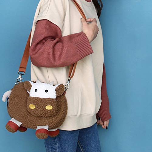 KESYOO Bolsas Crossbody Bolsa de Lona de PelÃºcia Em Forma de Vaca Bolsa de Ombro Casual Bolsas Hobo
