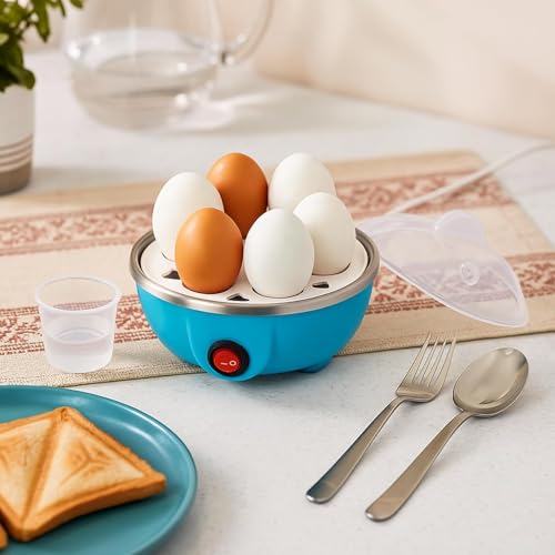 Image of Electric Egg Boiler | 3 Boiling Modes | Automatic Operation | Overheat Protection |75ml | Plastic | 7 Egg Poacher For Steaming, Cooking, Boiling And Frying, (350 Watts) (Multicolor)