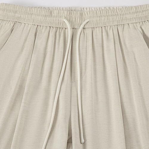 Men's Summer Casual Loose Fit Pure Color Lightweight Breathable Comfortable Pants with Pockets for Daily Wear and3