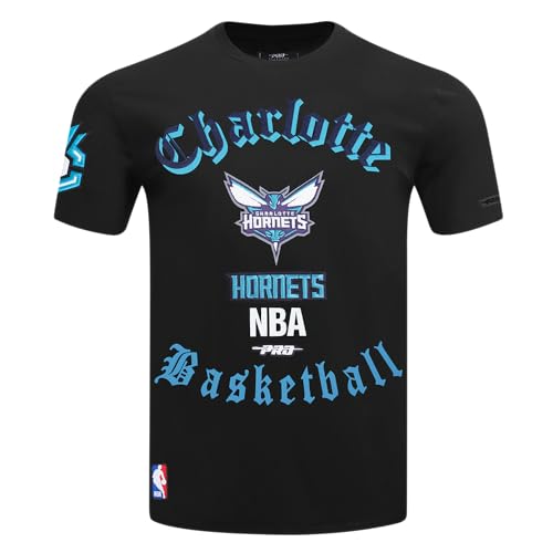 Pro Standard Mens NBA Charlotte Hornets Old English Short Sleeve Tee Black XL