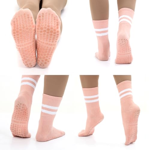 Women's Anti-Slip Yoga Socks 4-Pack | Silicone Grip, Breathable for Pilates, Ballet, Fitness & Therapy4
