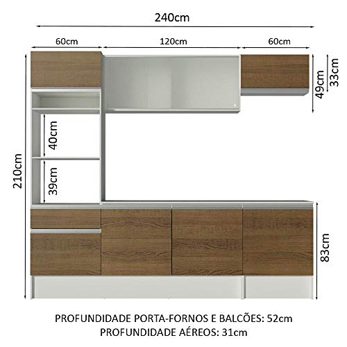 Cozinha Completa Madesa Topazio com Armário, Balcão e Tampo