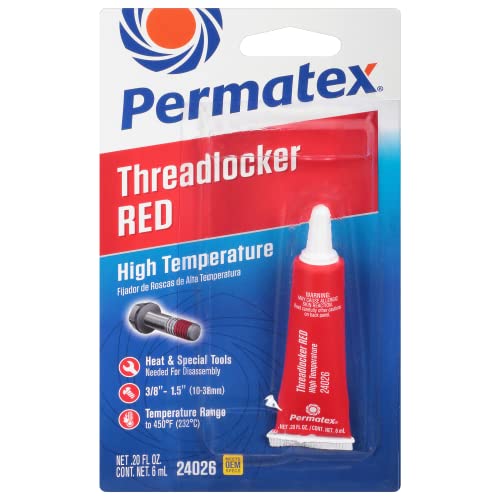 Image of Permatex 24026 High Temperature Threadlocker Red, 6 ml
