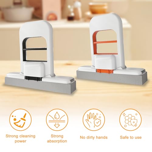 Mini Foldable Desktop Mop, 2 Stück Mini Faltbarer Tischmopp, Mini Mopp Mit 5 Moppkopf, Saugfähig Schwammwischer, Selbstauswringender Schwamm Wischmopp, Nass- und Trocken Reinigungsmopp für Desktop