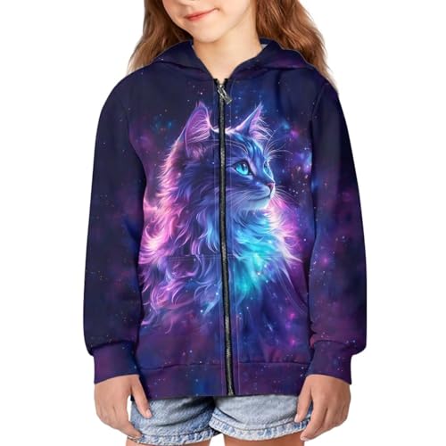 JEOCODY Full Zip Up Hoodies for Teen Girls Kids Long Sleeve Sweatshirt Jacket Size 6-163