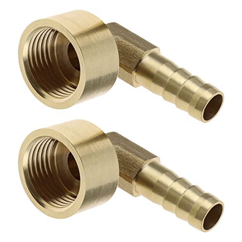 eMagTech Lot de 2 raccords de tuyau coudés à 90° en laiton 8 mm avec ardillon sur G1/2 femelle - Adaptateur de tuyau pour tuyaux d'air, tuyaux de gaz, tuyaux d'eau et de carburant