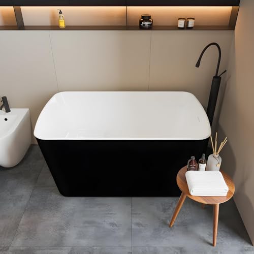 Freestanding Bathtub Acrylic Oval Soaking Tub, Modern Stand Alone Bath with Chrome Drain and Overflow, Comfortable Deep Soak Tub for Master or Guest Bathroom, 67inch