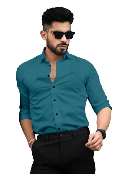 Image of Men's Cotton Solid Full Sleeves Regular Fit Shirt and Pant