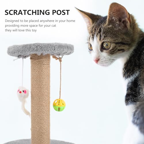 Rascador para gatos multifunción de sisal y madera pequeño gris miniatura 7