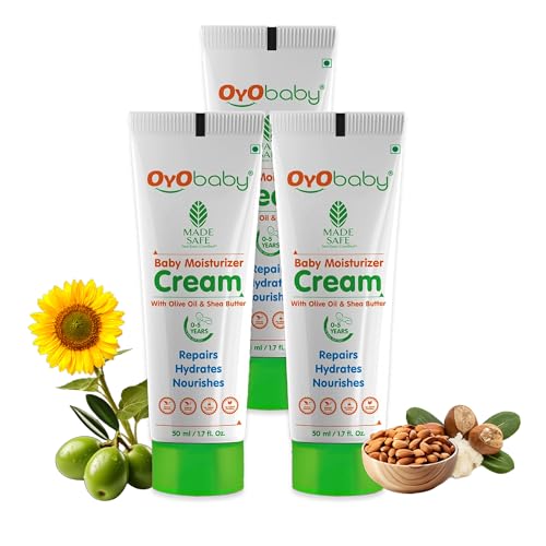 OYO BABY Soft Baby Face Cream, 50ml (Pack of 3) | Daily Moisturizing Cream for Babies with Olive Oil & Shea Butter | Non-Sticky, Prevents Dryness & Soothes Baby's Skin