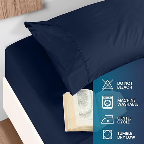 Image of Utopia Bedding Queen Sheet Set, Soft Microfiber 4 Piece Bed Sheets with 15 inch Deep Pocket - Easy Care Brushed Microfiber (Queen, Navy)