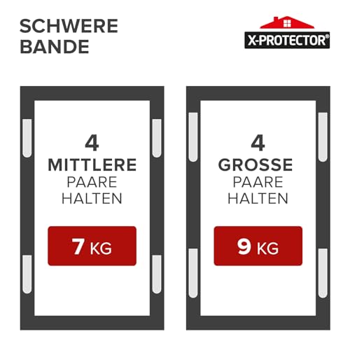 X-Protector Aufhänger Für Bilder – 28 Pairs Bilderhaken Ohne Bohren – Fotokleber Doppelseitig Selbstklebend – Klebepads Doppelseitig – Befestigung Ohne Bohren Bis zu 9 KG (Größe M+L)