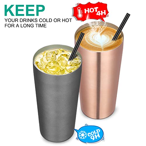 Image of VEGOND 20oz Tumbler Bulk with Lid and Straw 1 Pack, Stainless Steel Vacuum Insulated Tumbler, Double Wall Coffee Cup Travel Mug, Rose Gold