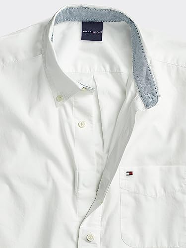 Tommy Hilfiger Mens Adaptive Magnetic Long Sleeve In Classic Fit Button Down Shirt, Bright White, Small Us #TOP4