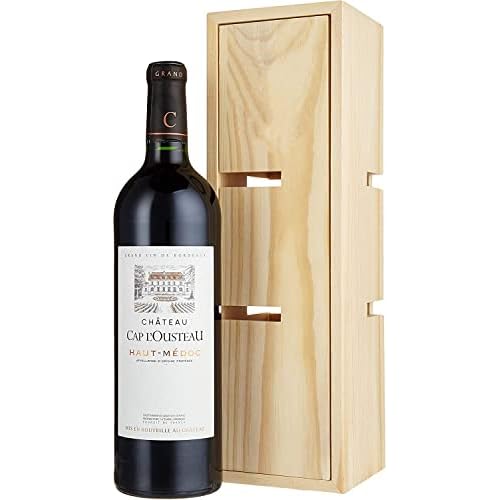 Famille Helfrich, Geschenkset, Château Cap L'Ousteau in Holzkiste verwandelbar zu einem Weinregal, Rotwein aus Frankreich, 1 Flasche + Holzkiste (1 x 0.75 l)
