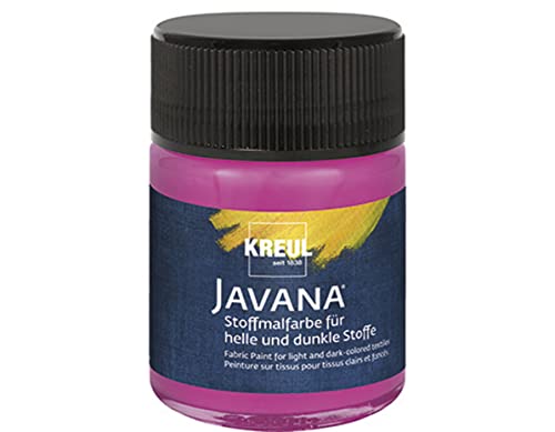 KREUL 91969 - Peinture pour tissu Javana pour tissus clairs et foncés, 50 ml verre magenta, caractère pâteux, pour tamponner et pochoiriser, résistant au lavage après fixation