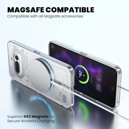 Image of DIZORO Crystal Clear Magnetic Compatible with Nothing 4a Back Cover case with Anti-Yellow (Compatible with Magsafe) Anti-Scratch | Shockproof Transparent Cover