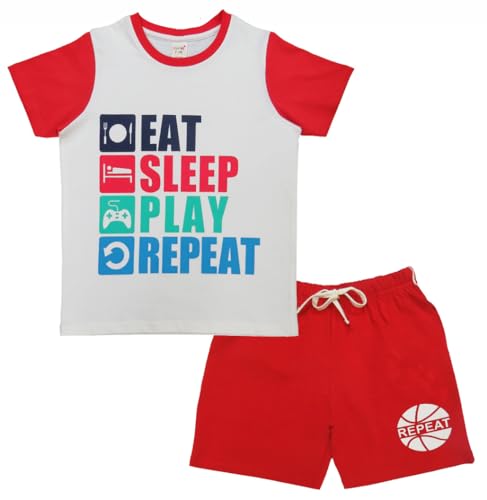 Image of Clothe Funn Boys Printed Cotton Half Sleeves T-Shirt & Shorts Set