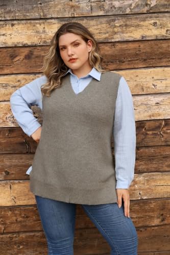 Image of TIYOMI Plus Size Sweater Sleeveless Tops for Women Knitted Tank Tops XL-5XL
